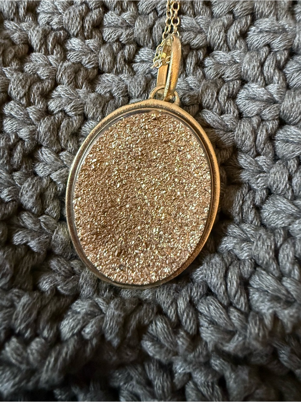 Large Gold Druzy Pendant Necklace